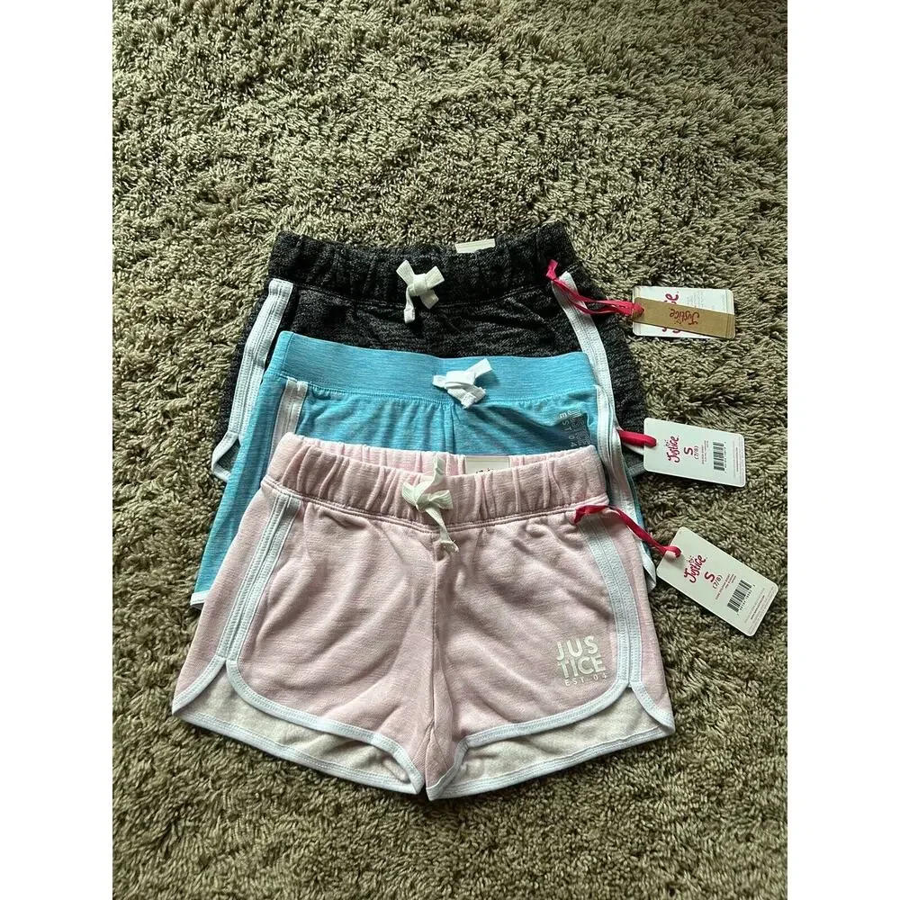 LOT of 3 JUSTICE size 7/8 DOLPHIN SHORTS Pink Blue Black NEW WITH TAGS Q24